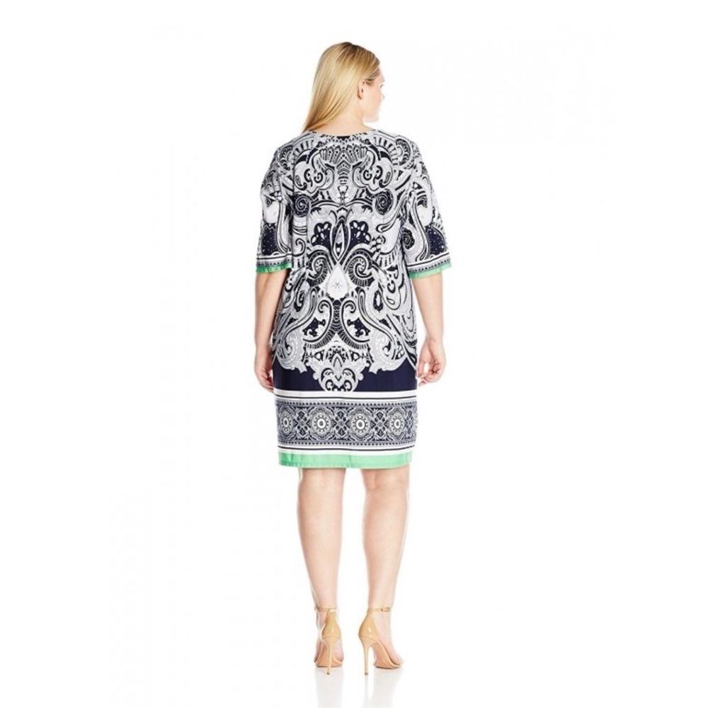 Sandra Darren Shift Dress, Colorblock Paisley Mini Dress, Size 12 - Picture 2 of 12